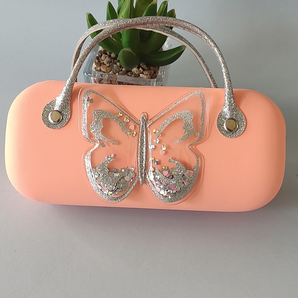 Case For Glasses With Butterfly Handels Regular Size Excellent Condition